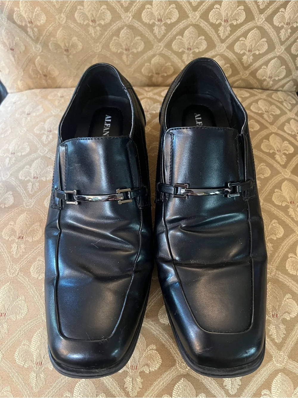 Alfani Black Leather Slip-On Loafers with Silver Bit